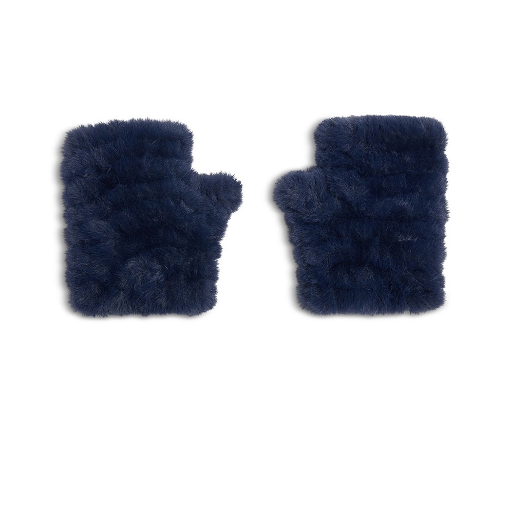 Jocelyn Navy Blue Faux Fur Fingerless Gloves